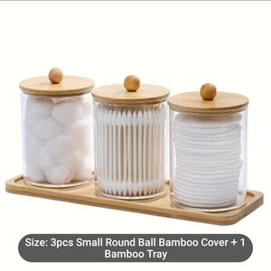 New Set of 3 Bamboo Lided Jars
